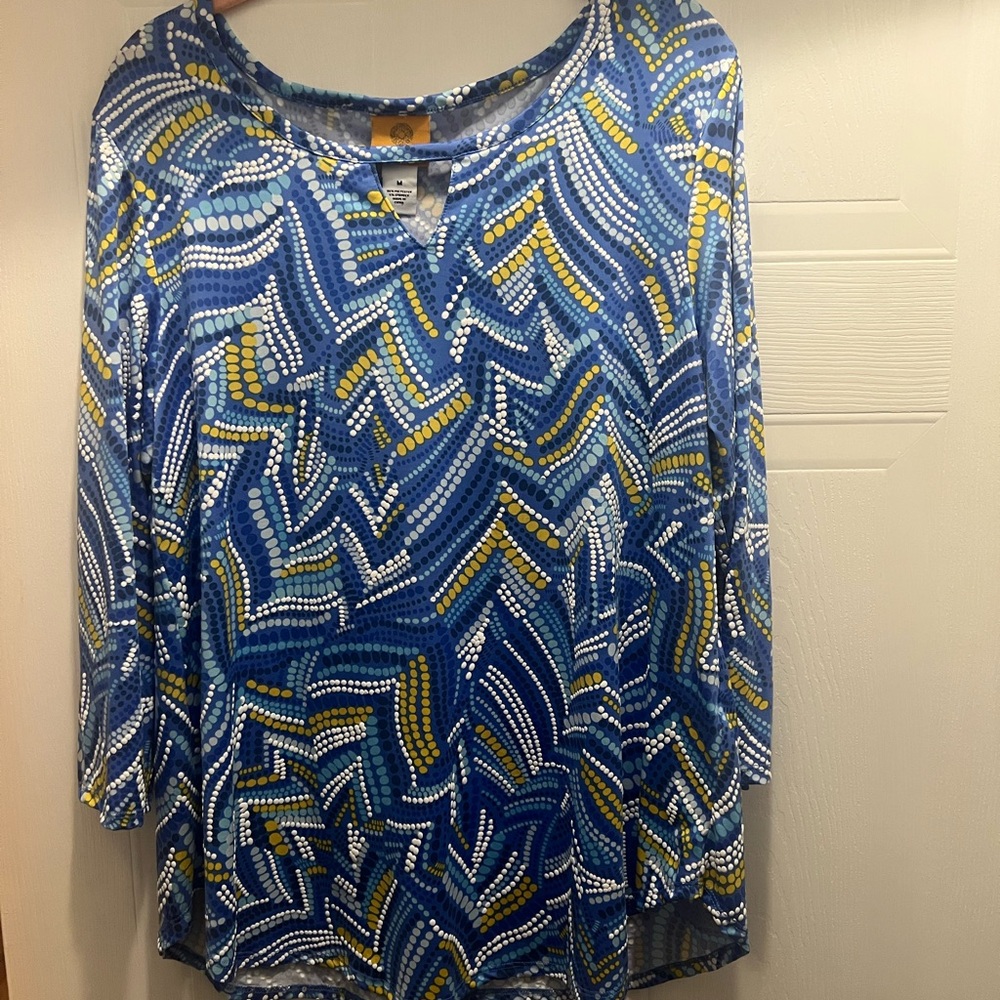 Ruby Rd Blue and Yellow Patterned Women's Top